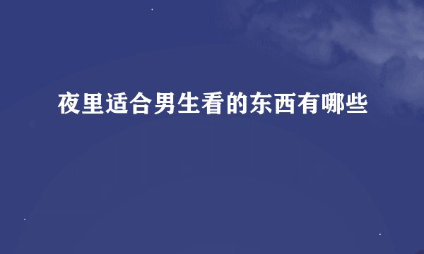 夜里适合男生看的东西有哪些
