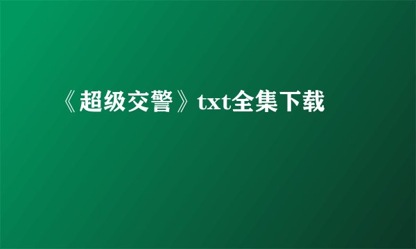 《超级交警》txt全集下载