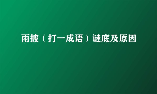 雨披（打一成语）谜底及原因