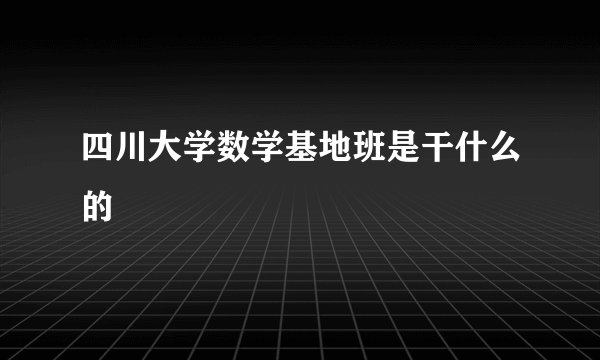 四川大学数学基地班是干什么的