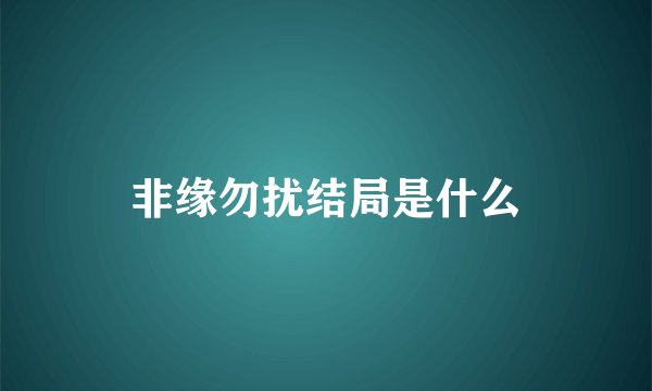 非缘勿扰结局是什么