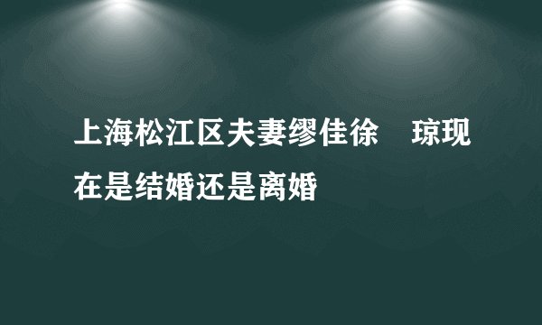 上海松江区夫妻缪佳徐韡琼现在是结婚还是离婚