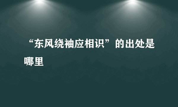 “东风绕袖应相识”的出处是哪里