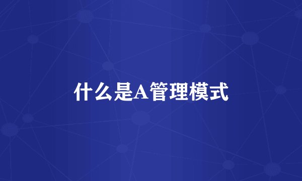 什么是A管理模式