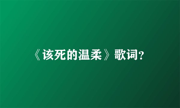 《该死的温柔》歌词？