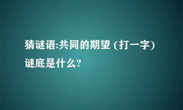 猜谜语:共同的期望 (打一字)谜底是什么?