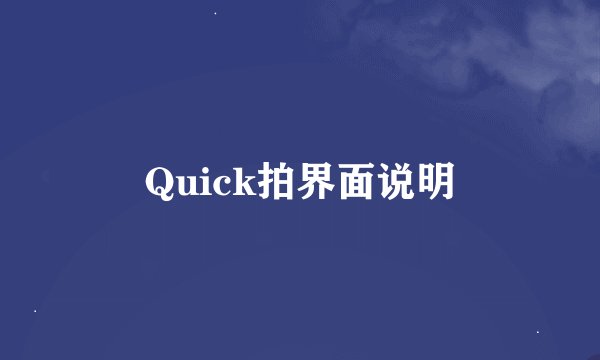 Quick拍界面说明