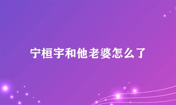 宁桓宇和他老婆怎么了