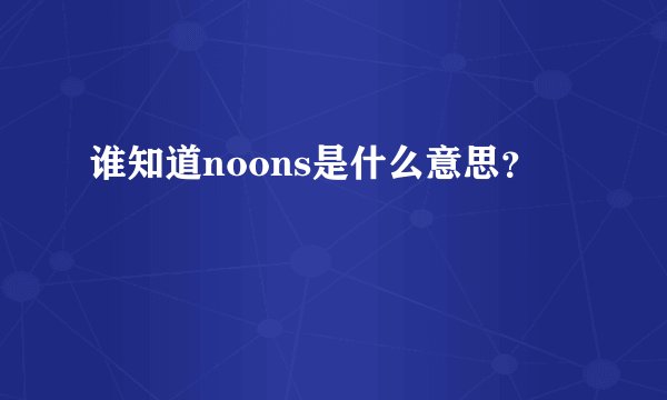 谁知道noons是什么意思？