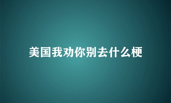 美国我劝你别去什么梗