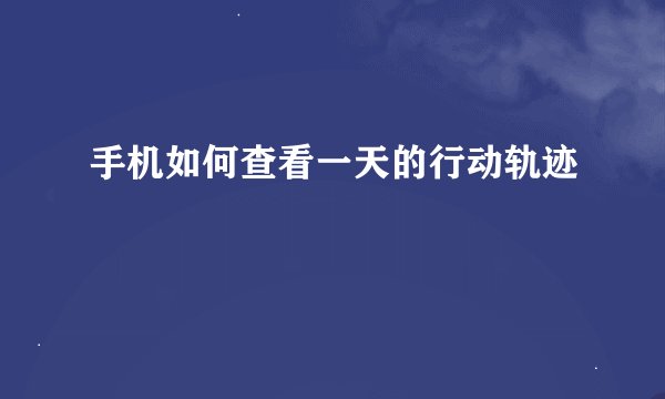 手机如何查看一天的行动轨迹