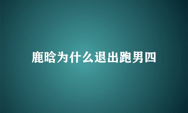 鹿晗为什么退出跑男四