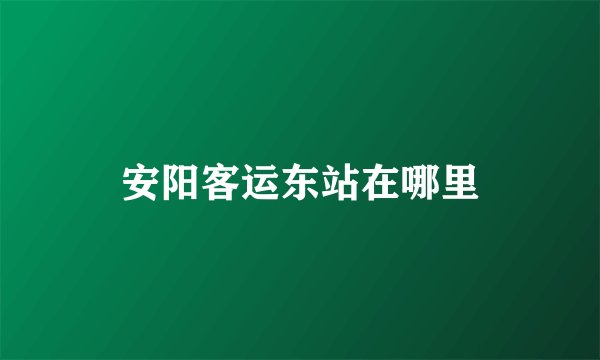 安阳客运东站在哪里