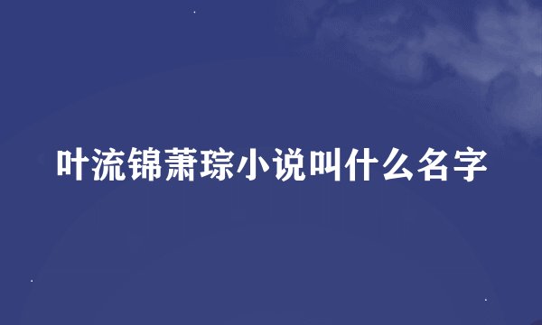 叶流锦萧琮小说叫什么名字