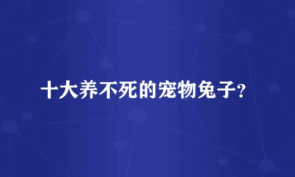 十大养不死的宠物兔子？