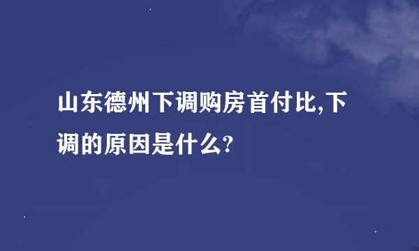 山东德州下调购房首付比,下调的原因是什么?