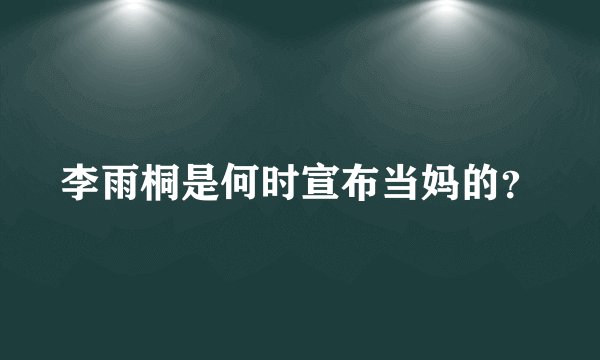 李雨桐是何时宣布当妈的？