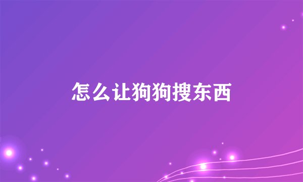 怎么让狗狗搜东西