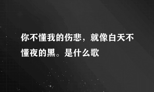 你不懂我的伤悲，就像白天不懂夜的黑。是什么歌