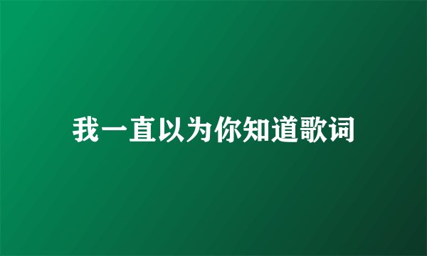 我一直以为你知道歌词