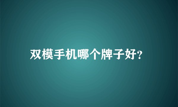双模手机哪个牌子好？