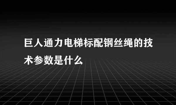 巨人通力电梯标配钢丝绳的技术参数是什么