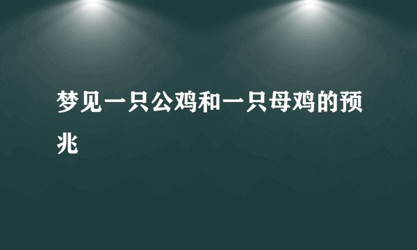 梦见一只公鸡和一只母鸡的预兆
