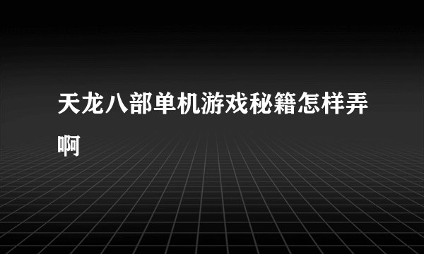 天龙八部单机游戏秘籍怎样弄啊