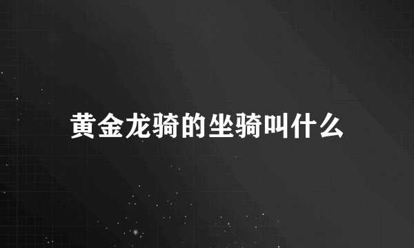 黄金龙骑的坐骑叫什么