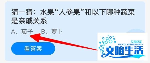 水果人参果和以下哪种蔬菜是亲戚关系？蚂蚁庄园