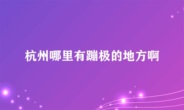 杭州哪里有蹦极的地方啊