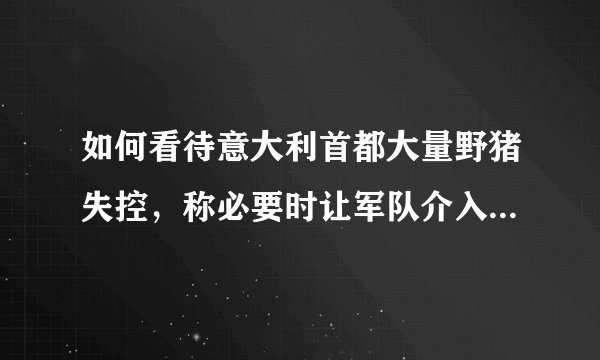 如何看待意大利首都大量野猪失控，称必要时让军队介入？还有哪些信息值得关注？