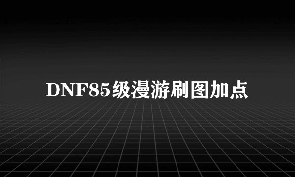 DNF85级漫游刷图加点