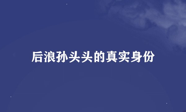 后浪孙头头的真实身份