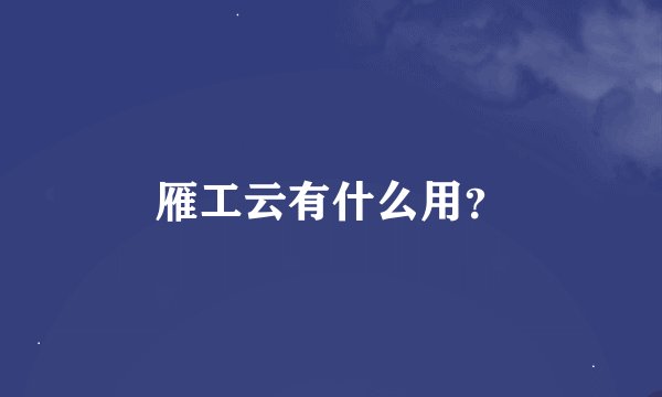 雁工云有什么用?