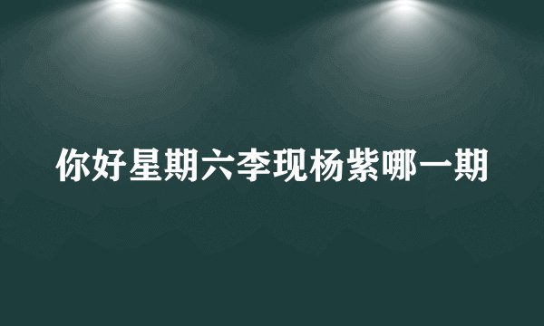 你好星期六李现杨紫哪一期