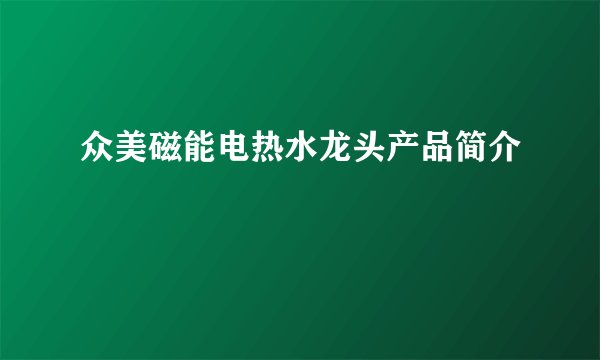 众美磁能电热水龙头产品简介