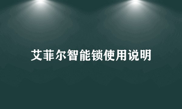 艾菲尔智能锁使用说明