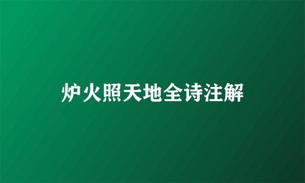炉火照天地全诗注解