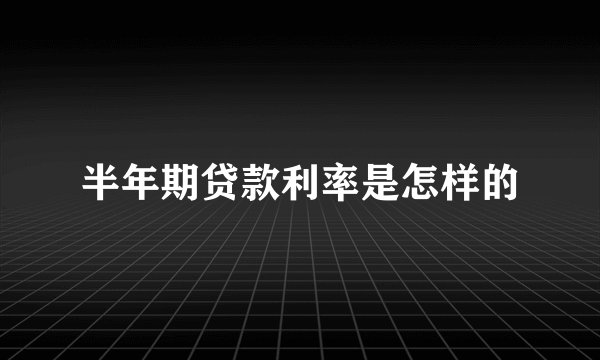 半年期贷款利率是怎样的