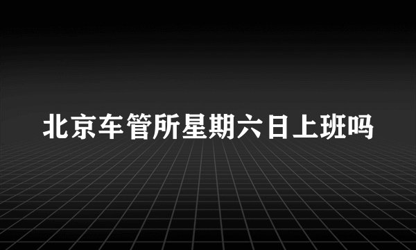 北京车管所星期六日上班吗
