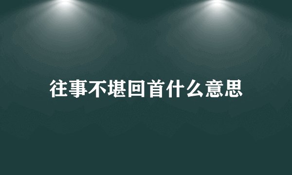 往事不堪回首什么意思