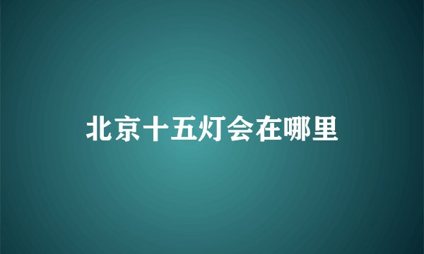 北京十五灯会在哪里