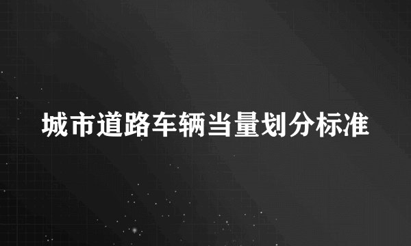 城市道路车辆当量划分标准