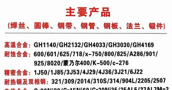 镍基合金800/800H/800HT三者的区别