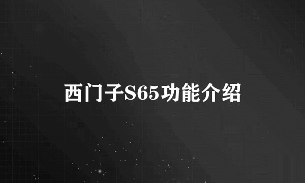 西门子S65功能介绍