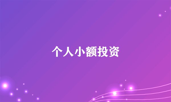 个人小额投资