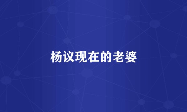 杨议现在的老婆