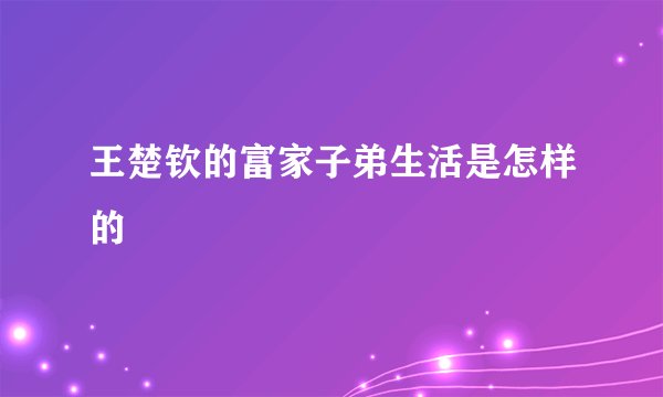 王楚钦的富家子弟生活是怎样的