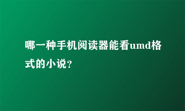 哪一种手机阅读器能看umd格式的小说？